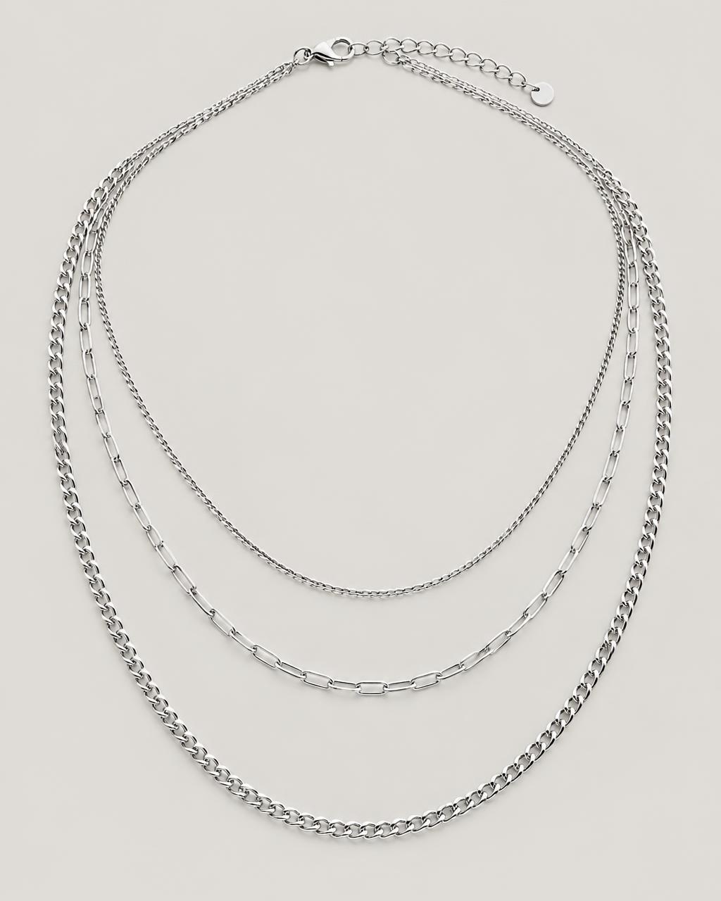 The Layered Chain necklace with three silver chains