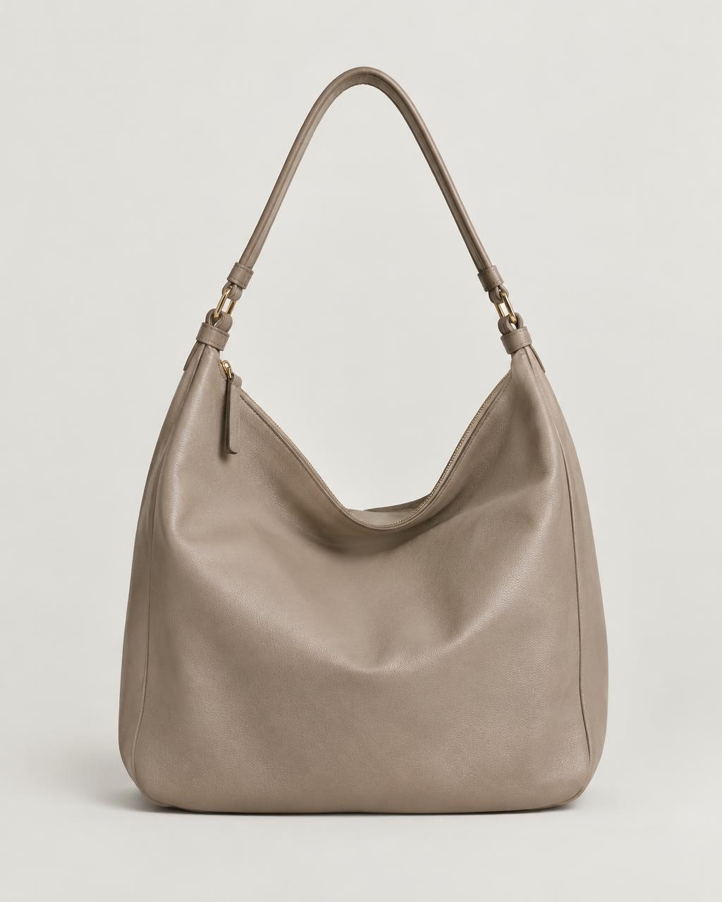 The Slouch Hobo in taupe, front view